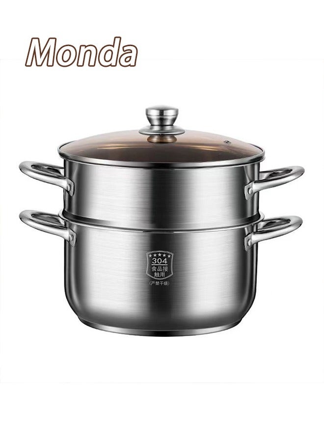Monda Double-Layer Stainless Steel Steamer, 4 Liters – Multi-functional Steamer with Heat-Resistant Handle, Dishwasher Safe, Suitable for Induction, Gas, And Ceramic Cooktops, Silver. - Image 3